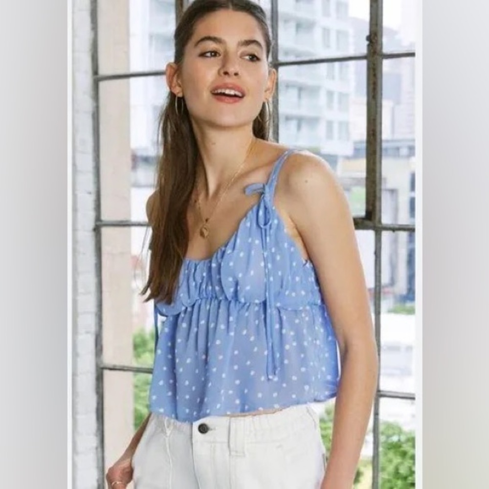 PacSun Blue Polka Dot Blouse